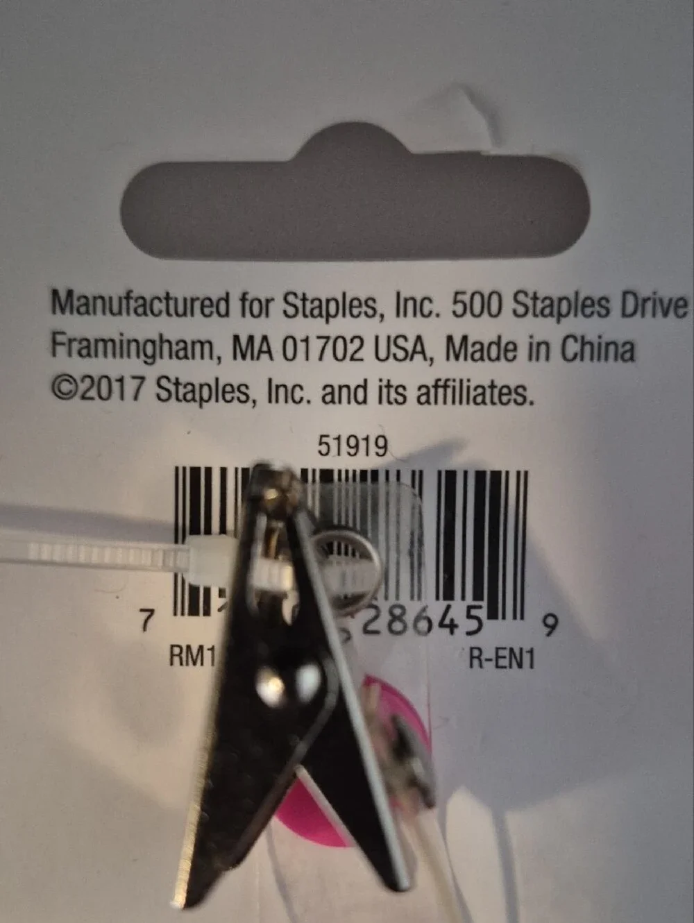 Staple Pink Rubberized Badge Holder with Clear Window